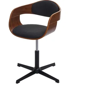 Esszimmerstuhl HWC-H46, Küchenstuhl, höhenverstellbar Drehmechanismus Bugholz Walnuss-Optik, Stoff dunkelgrau - Grau