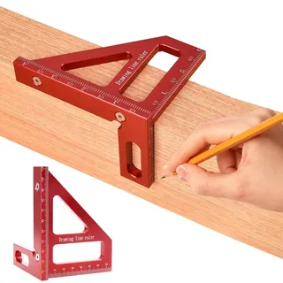 3D Gehrungswinkel, 45/90 Grad Multifunktional Hochpräzises Holzwerkzeug aus Aluminiumlegierung-Anreißen/Messen, Layout-Messwerkzeug Anreisswerkzeug Holzbearbeitungs für Tischler und Ingenieure