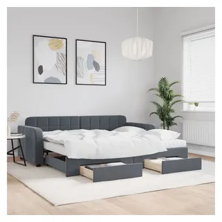 vidaXL Tagesbett Ausziehbar mit Schubladen Dunkelgrau 90x200 cm Samt