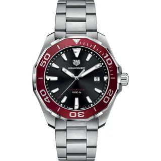 Tag Heuer Aquaracer Herrenuhr silber schwarz rot WAY101B.BA0746 - Silber