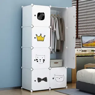 Rebiko Modularer kleiderschrank für kinder weiss 8 einlegeböden, kinderschrank - Weiß