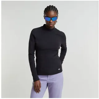 G-Star Longsleeve »Rib Mock Top«, mit Markenschriftzug am Kragen G-STAR dk black