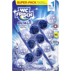 WC FRISCH Kraft Aktiv Blauspüler Chlor (150 g), WC Reiniger mit innovativer Geruchs-Stopp-Formel, Duftsteine für extra Frische und eine sichtbare Reinigung