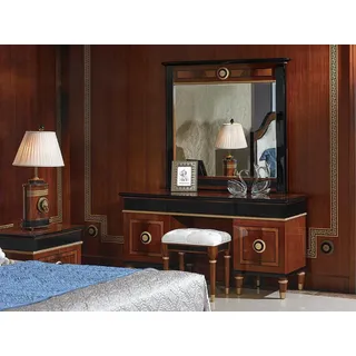Schminktisch mit Spiegel Luxus Konsole Kommode Schlafzimmer Barock Rokoko E68 - Braun
