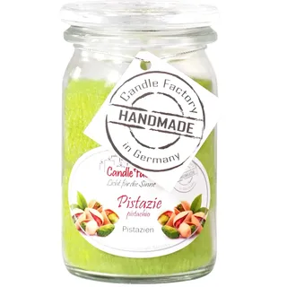 Candle Factory Baby Jumbo Duftkerze aus pflanzlichem Stearin im hitzebeständigen Glas der Marke Weck®, bis zu 24h Brennzeit, Duft: Pistazie