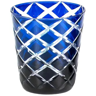 EDZARD Kristallglas Dio 6er-Set (für 230 ml, Höhe 10 cm), blau | handgeschliffen, Überfangtechnik, Teelichthalter, Trinkgläser, Wassergläser, Whiskeygläser, Eiskaffee Gläser