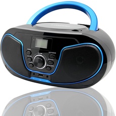 LP-D02 Tragbar CD Player Boombox mit Bluetooth, UKW-Radio, USB Eingang & AUX & Kopfhöreranschluss, 2x2Watt RMS Stereo Soundbox