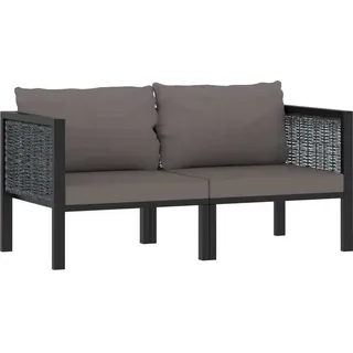 2-Sitzer-Sofa mit Auflage Anthrazit Poly Rattan - Grau