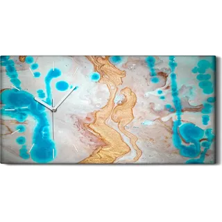 Dekor Leinwand Uhr Wandbilder Geräuschlos 60x30 Gemälde abstrakt Marmor - weiße Hände - Gold