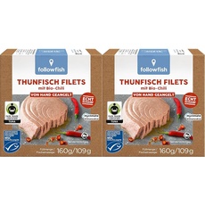 followfish MSC Fair Trade Thunfisch Filets mit Bio-Chili, 160 g (Packung mit 2)