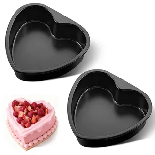Joyfair Backform Herz, 2 Stück Hochwertige Antihaft Herzbackform Set, 17,5 x 16 x 5 cm, Herzform Kuchenform für Valentine, Geburtstage & Romantische Anlässe, Hitzebeständig & Gleichmäßiges Backen