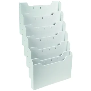 Exacompta 63240D Wandprospekthalter 6 Fächer für Dokumente DIN A4 quer lichtgrau Flyerhalter Zeitschriftensammler