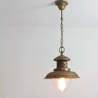 Licht-Erlebnisse Amalfi Pendelleuchte Außen Messing Antik Ø30cm IP44