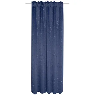 Fertigvorhang , Dunkelblau , Textil , Stern , 135x245 cm , für Stange und Schiene geeignet , Heimtextilien, Vorhänge, Fertigvorhänge