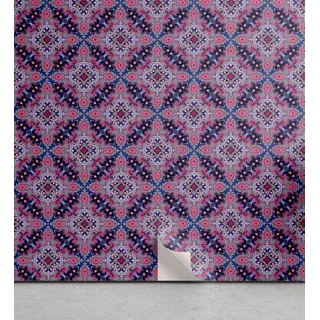 ABAKUHAUS Retro abziehbare & klebbare Tapete für Zuhause, Aufwändige Rauten und Punkte, selbstklebendes Wohnzimmer Küchenakzent, 33 cm x 90 cm, Mehrfarbig
