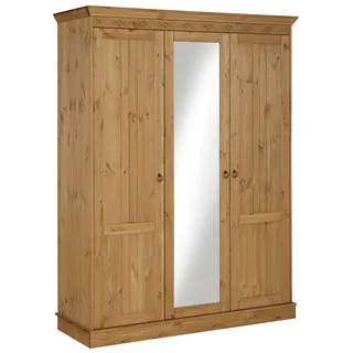 otto home »Indra« beige (natur), B:145cm H:187cm T:54cm, Massivholz, Schränke, Drehtürenschrank, aus massiver Kiefer, mit Spiegel bei der 3- und 5trg.Variante,