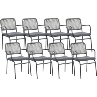 BELIANI Gartenstühle 8er Set Grau Aluminium Stoff Pulverbeschichtet Geflochten Sitzkissen Stapelbar Wetterfest Modern Outdoor Gartenmöbel - Grau