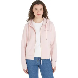 Tommy Hilfiger Damen Hoodie mit Reißverschluss 1985 Reg Mini Corp Zip Hoodie Zipper, Rosa (Whimsy Pink), M