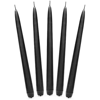 PartyDeco Spitzkerze Schwarz 24cm 10Stk.