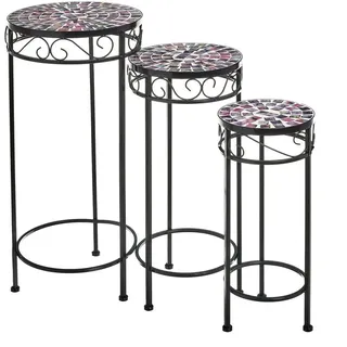 Set aus Tisch und 2 Stühlen aus Metall in Schwarz