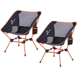 Sportneer Campingstuhl Faltbar Camping Stuhl Tragbarer Campingstühle 150Kg Faltstuhl Ultraleichter Packmaß Kleiner Klappstuhl mit Tragetasche für Picknick, Outdoor, Wandern, Orange, 2 Pack