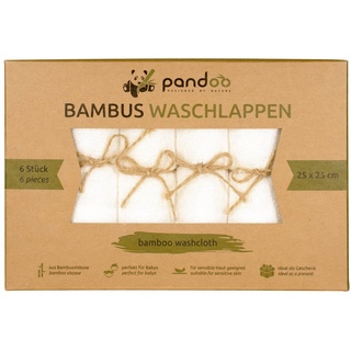 pandoo Waschlappen Bambus weiß 25,0 x 25,0 cm, 6 St.