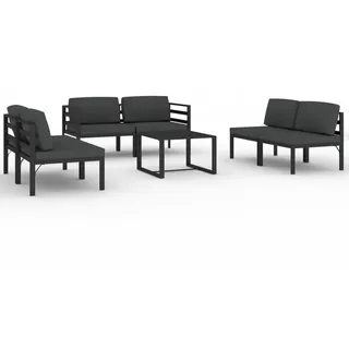 vidaXL 7-tlg. Garten-Lounge-Set mit Kissen Aluminium Anthrazit - Grau