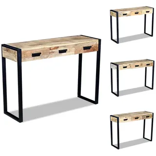 vidaXL Konsolentisch mit 3 Schubladen Mangoholz Massiv 110x35x78 cm - Beistelltische - Braun