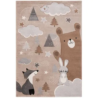 Pergamon Kinder, Grau, Textil, 160x230 cm, Teppiche , Böden, Teppiche, Teppich Maui Kids Fuchs und Bär (160 x 230