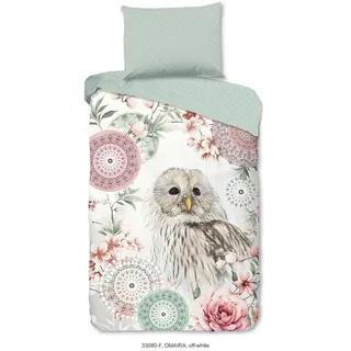 Bettwäsche , Multicolor, Weiß, Mintgrün , Textil , Eule , 140x200 cm , Oeko-Tex® Standard 100, BCI (Better Cotton Initiative) , atmungsaktiv, weiche und anschmiegsame Oberfläche , Heimtextilien, Bettwäsche & Leintücher, Bettwäsche, Flanell-Bettwäsche