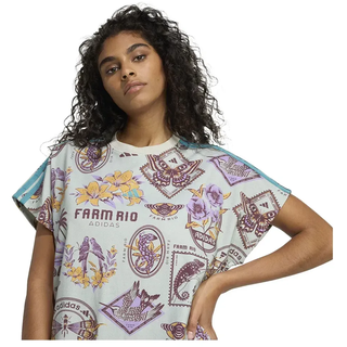 Adidas X Farm Commercial Kurzarmkleid - Ash Silver / Corn Gold / Violet Fusion - XS