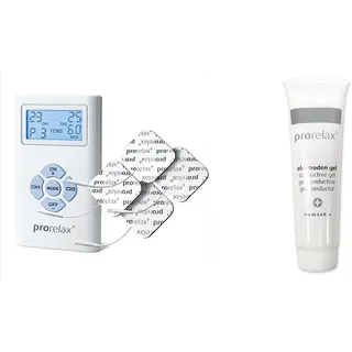 prorelax TENS/EMS Duo | Elektrostimulationsgerät | 2 Therapien mit einem Gerät | 1er Pack & Elektroden Gel zur Kontaktverbesserung