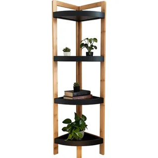 relaxdays Bambus Eckregal mit Ablagen - Hellbraun