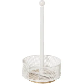 DRW Küchenrollenhalter aus Metallgitter mit drehbarer Basis in Weiß, 18 x 36 cm