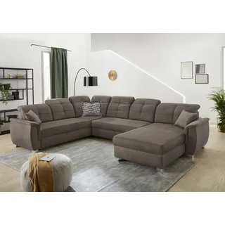 Jockenhöfer Gruppe Wohnlandschaft »Livorno U-Form« mit 7 individuell verstellbaren Kopfteilen, Bett- und Relaxfunktion, braun