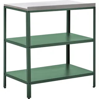 BELIANI Outdoor-Kücheninsel Grün Stahl 80 x 50 x 90 cm mit Edelstahlplatte Modern für Garten Draußen Außenbereich Ausstattung Outdoor-Küchenmöbel - Grün, Silber