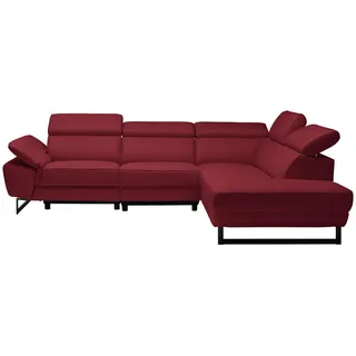 Celina Home Ecksofa , Rot , Leder , Echtleder , Rindleder, Spaltleder , Ottomane rechts, L-Form , 281x225 cm , Made in Eu , Lederauswahl, Stoffauswahl, seitenverkehrt erhältlich, Hocker erhältlich, Rücken echt , Wohnzimmer, Sofas & Couches, Wohnlandschaften, Ecksofas