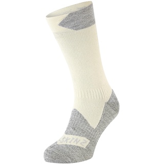 SEALSKINZ Raynham Allwetter-Socken, wasserdicht, halbhoch, cremefarben-graumeliert, Größe M