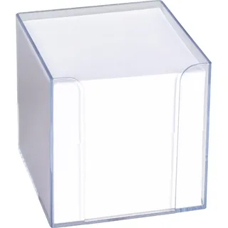 Brunnen König & Ebhardt Zettelbox (transparente Knststoffbox, 9,5 x 9,5 x 9,5 cm, 700 Blatt) weiß