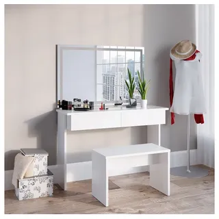 Vicco Schminktisch Azur Weiß 120 cm mit LED Spiegel und Bank, Model 36905 - Weiß