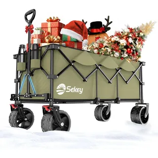 Sekey XXXL Bollerwagen Faltbar 300L 200KG Olivgrün