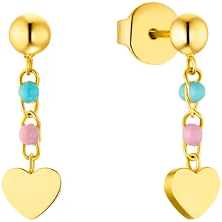 Paar Ohrhänger PRINZESSIN LILLIFEE "Herzen", bunt (gelbgoldfarben, blau, rosa), Ohrringe, Kinder, Edelstahl, Paar Ohrhänger