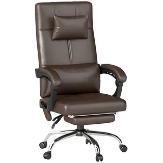 Vinsetto Bürostuhl mit Massagefunktion, Ergonomischer Chefsessel mit Heizung, Kaffee , Kunststoff , 66x122x67 cm , Büromöbel, Bürostühle, Drehstühle