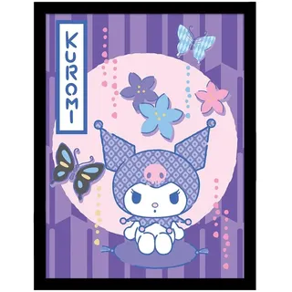 Pyramid International Sanrio (japanischer Kuromi) Sammlerdruck (gerahmt) – lebendige Wandkunst mit ikonischem Kuromi-Design, 30 cm x 40 cm, Einheitsgröße