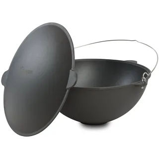 BBQ-Toro Kazan, Gusseisen Topf, 27 Liter, Grillwok preseasoned-bereits eingebrannt, Schmortopf - Schwarz