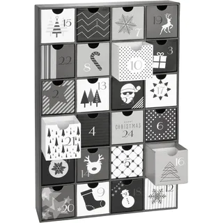 BRUBAKER Adventskalender zum Befüllen - Schwarz Weiße Weihnachten - DIY Weihnachtskalender mit 24 Türchen für Gutscheine & Süßigkeiten - Schwarz, Weiß