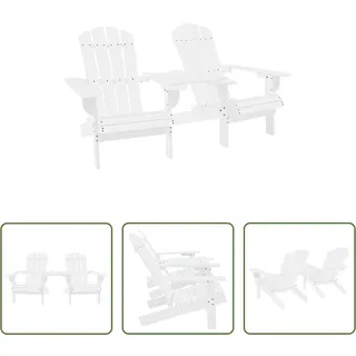 The Living Store Adirondack-Gartenstühle mit Tisch Massivholz Tanne Weiß - Weiß