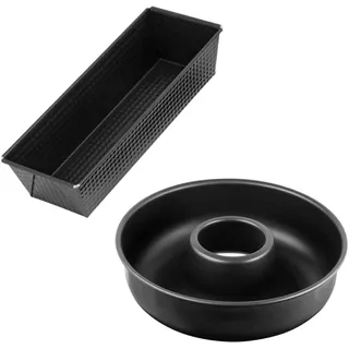 Zenker 9925250 2er Set Backform, Savarinform, Glatter Boden, Kronenform, Kamin, Kastenform, Rechteckform, Brotform, Stahl, 28 x 8 cm und 30,5 x 11,5 x 7,5 cm
