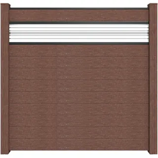 GROJA Steckzaun Solid mit Glas-Designeinsatz 30 cm 180x180x1,9 cm Terra