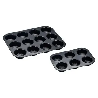 Set aus 2 Antihaft-Muffinformen, Schwarz, Suiss Haus SH-MFN12B